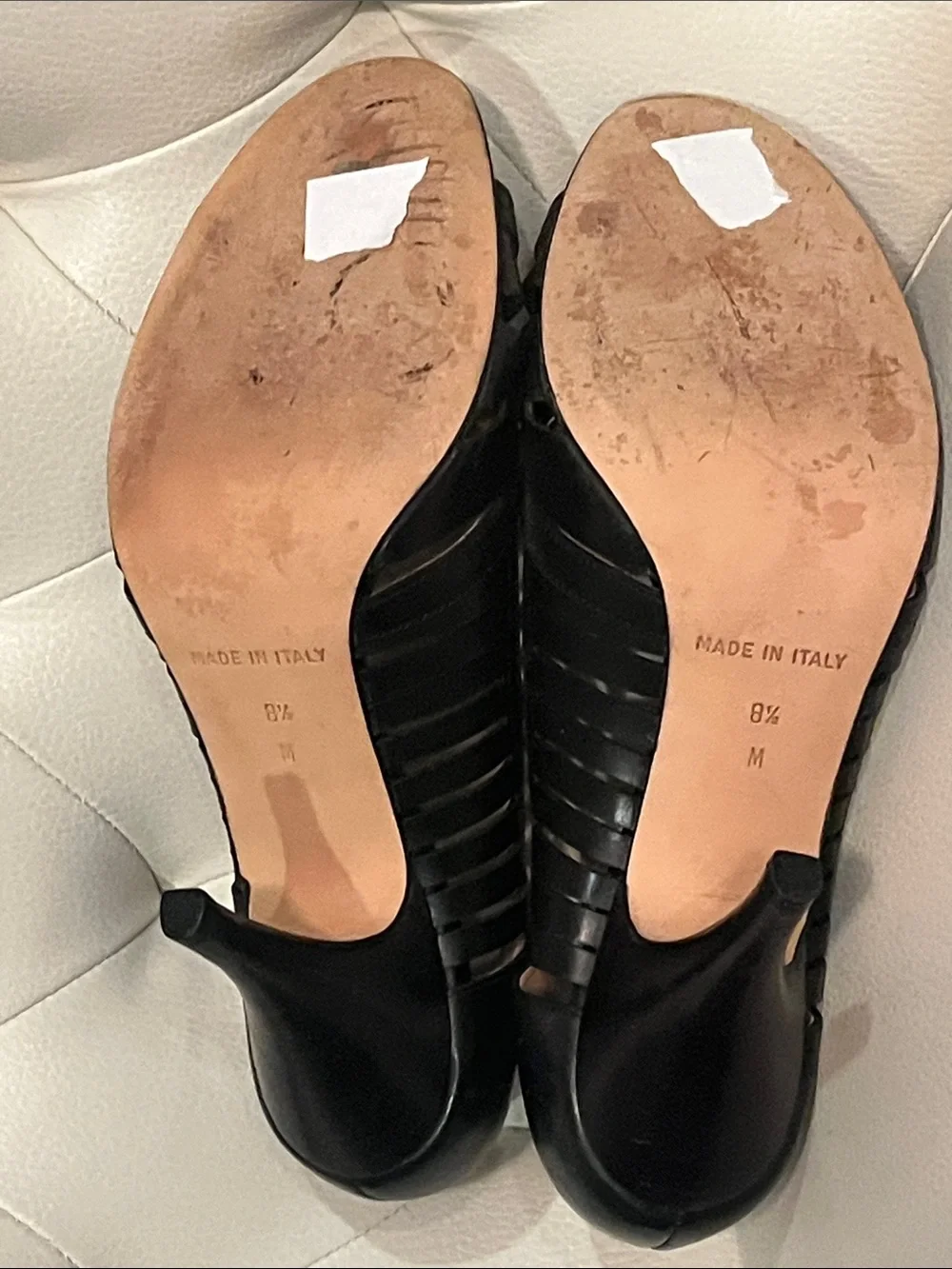 KORS Michael Kors Black Leather Peep-Toe Heels Pump 8.5